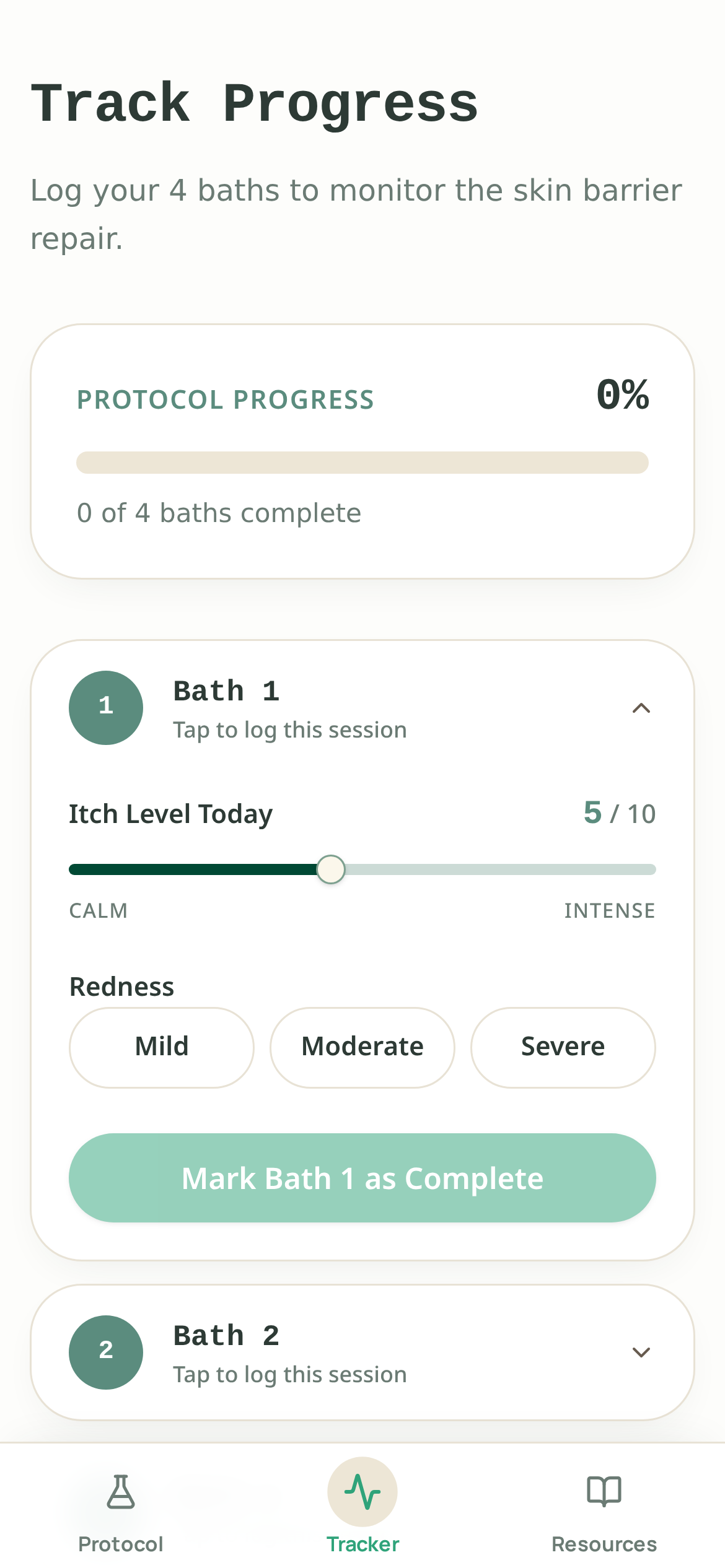 The Itch Loop tracker on iPhone